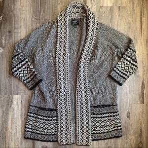 Lucky Open Front Long Cardigan Sweater Black 1X